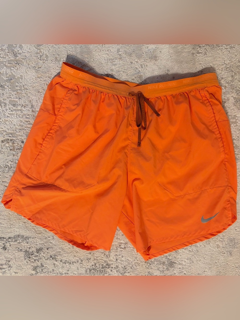 Nike Dri-FIT Stride 7” Brief-Lined Orange Running Shorts